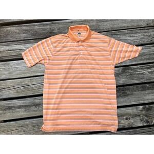 Bolle Polo Shirt Mens Size Large Striped Golf Tennis Casual Top Lg Orange
